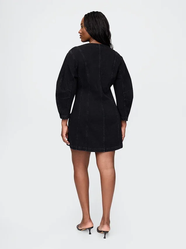 Jeans-Minikleid mit Trompetenärmeln