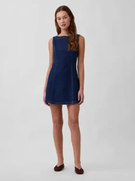 Jeans-Minikleid mit U-Boot-Ausschnitt