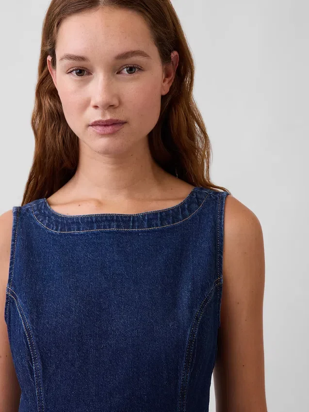 Jeans-Minikleid mit U-Boot-Ausschnitt
