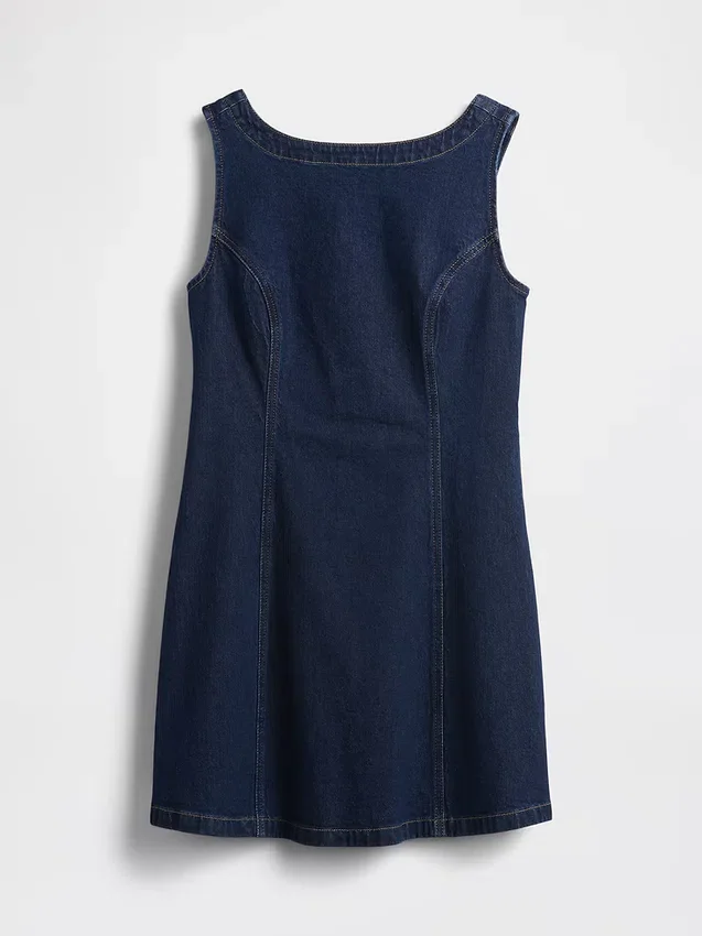 Jeans-Minikleid mit U-Boot-Ausschnitt