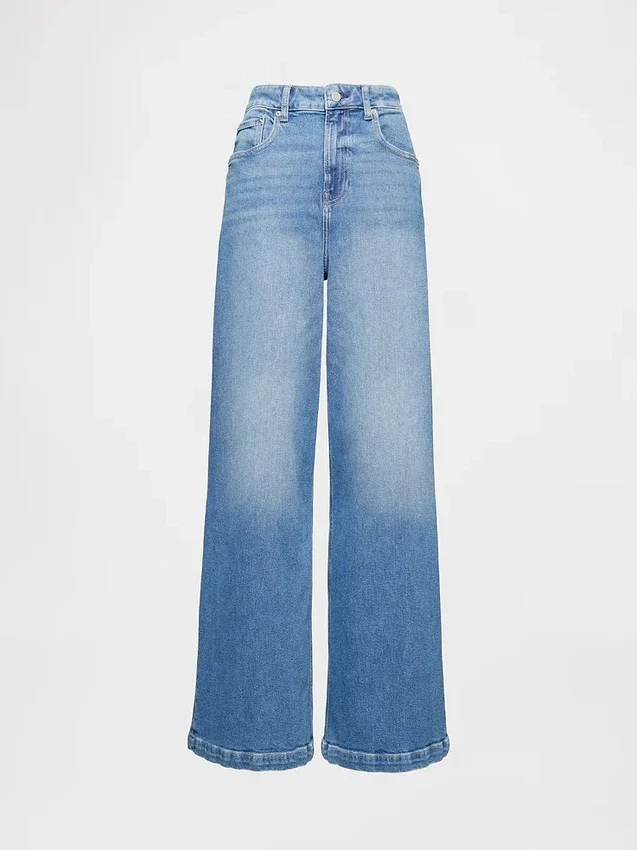 Jeans mit extra hoher Leibhöhe und weitem Bein