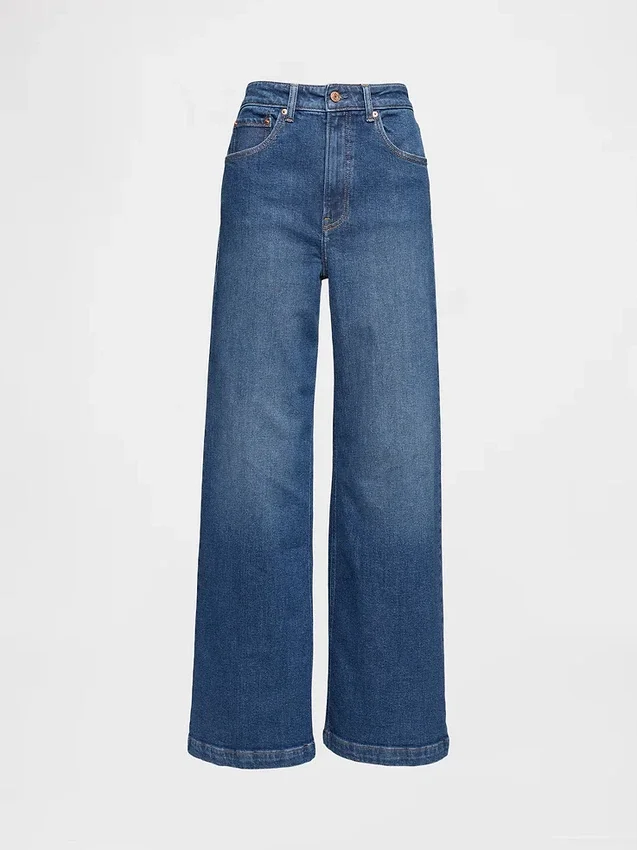 Jeans mit extra hoher Leibhöhe und weitem Bein
