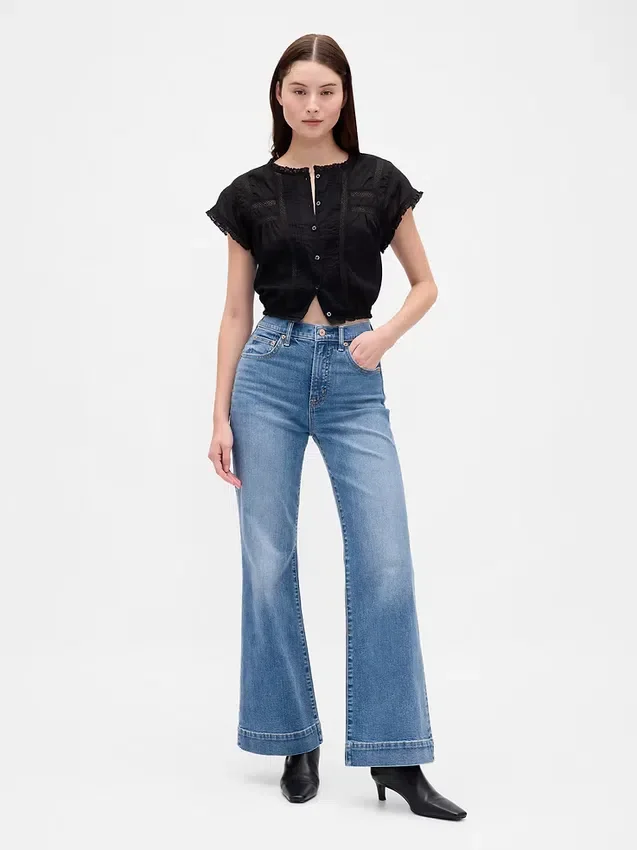 Jeans mit hoher Leibhöhe und lockerem, ausgestelltem Schnitt
