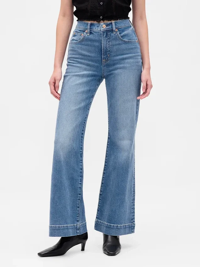 Jeans mit hoher Leibhöhe und lockerem, ausgestelltem Schnitt