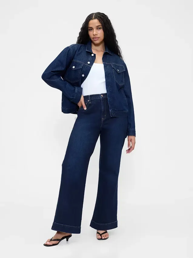 Jeans mit hoher Leibhöhe und lockerem, ausgestelltem Schnitt