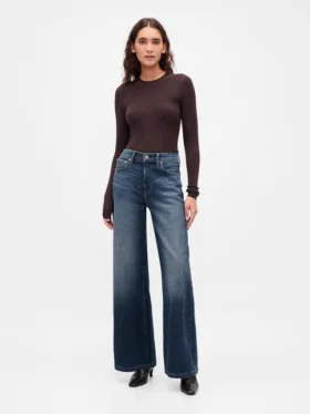 Jeans mit hoher Leibhöhe und weitem Bein