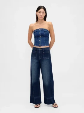 Jeans mit hoher Leibhöhe und weitem Bein