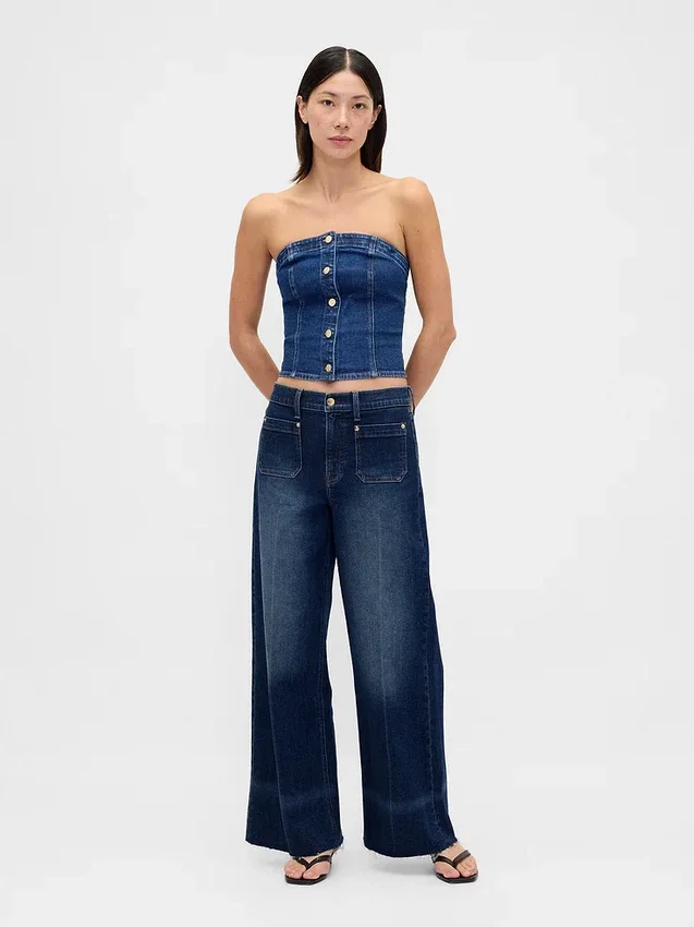 Jeans mit hoher Leibhöhe und weitem Bein