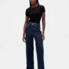 Jeans mit hoher Leibhöhe und weitem Bein