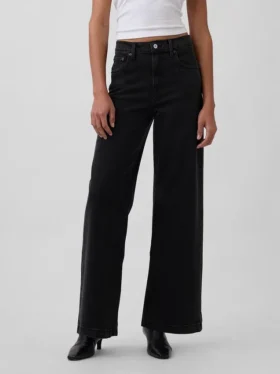 Jeans mit hoher Leibhöhe und weitem Bein