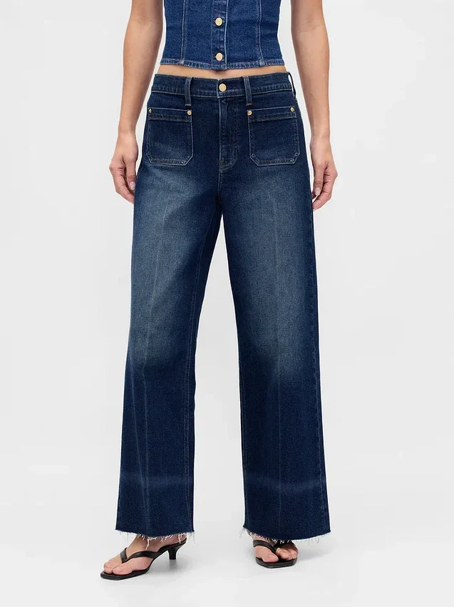 Jeans mit hoher Leibhöhe und weitem Bein