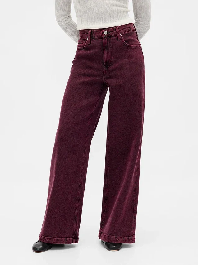 Jeans mit hoher Leibhöhe und weitem Bein