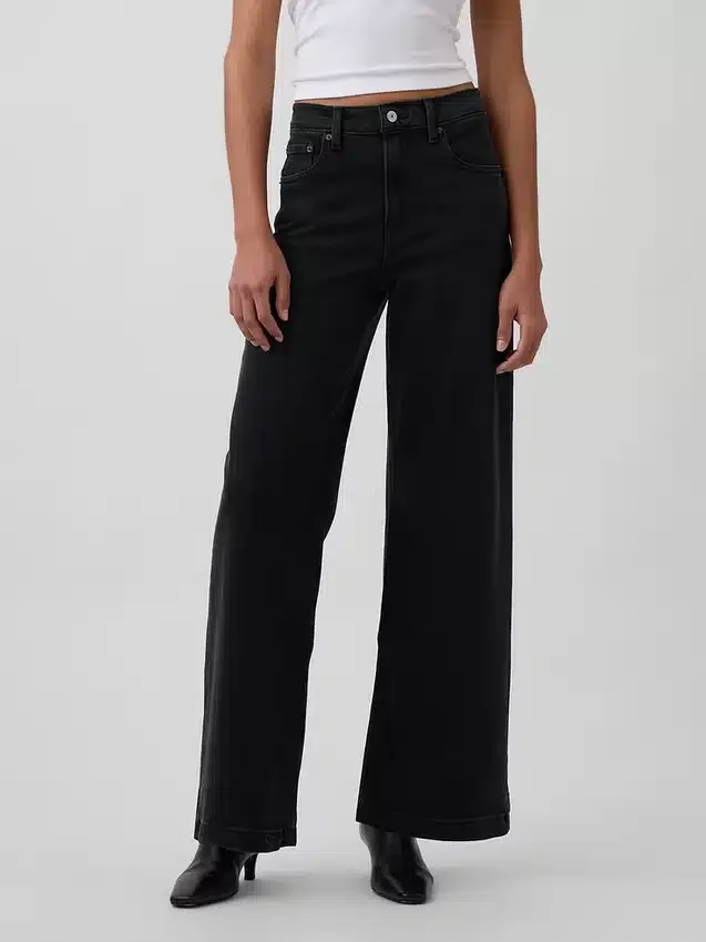Jeans mit hoher Leibhöhe und weitem Bein