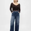Jeans mit hoher Leibhöhe und weitem Bein