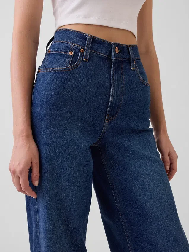 Jeans mit hoher Leibhöhe und weitem Bein