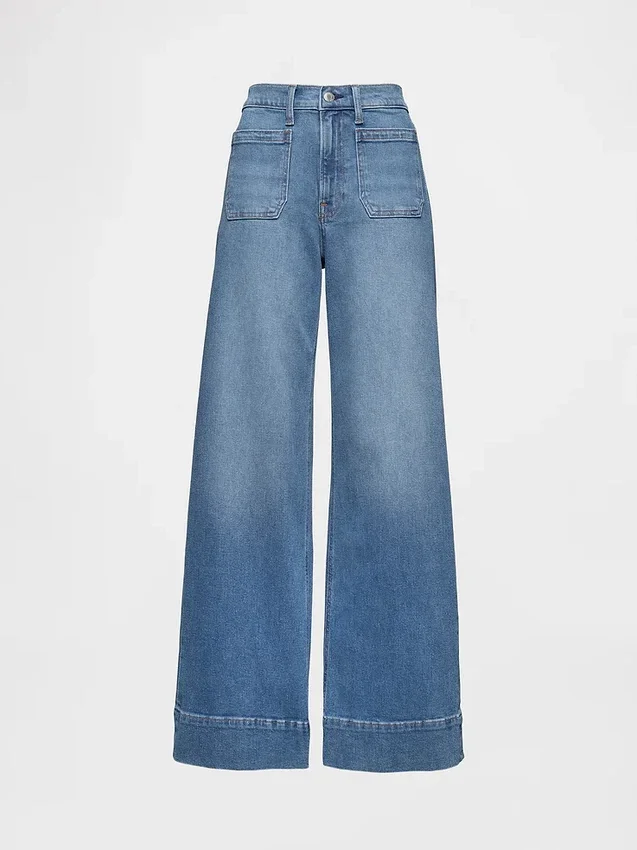 Jeans mit hoher Leibhöhe und weitem Bein