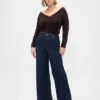 Jeans mit hoher Leibhöhe und weitem Bein