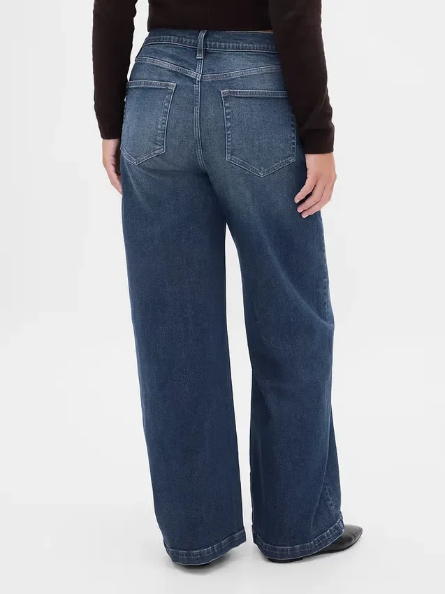 Jeans mit hoher Leibhöhe und weitem Bein
