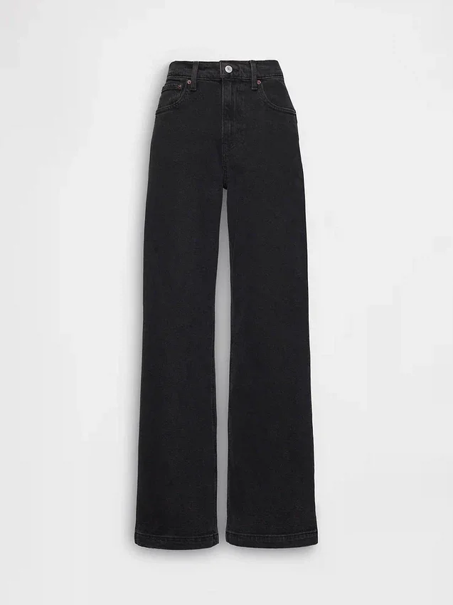 Jeans mit hoher Leibhöhe und weitem Bein