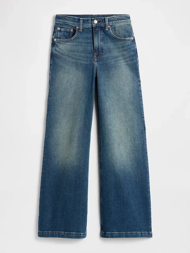 Jeans mit hoher Leibhöhe und weitem Bein