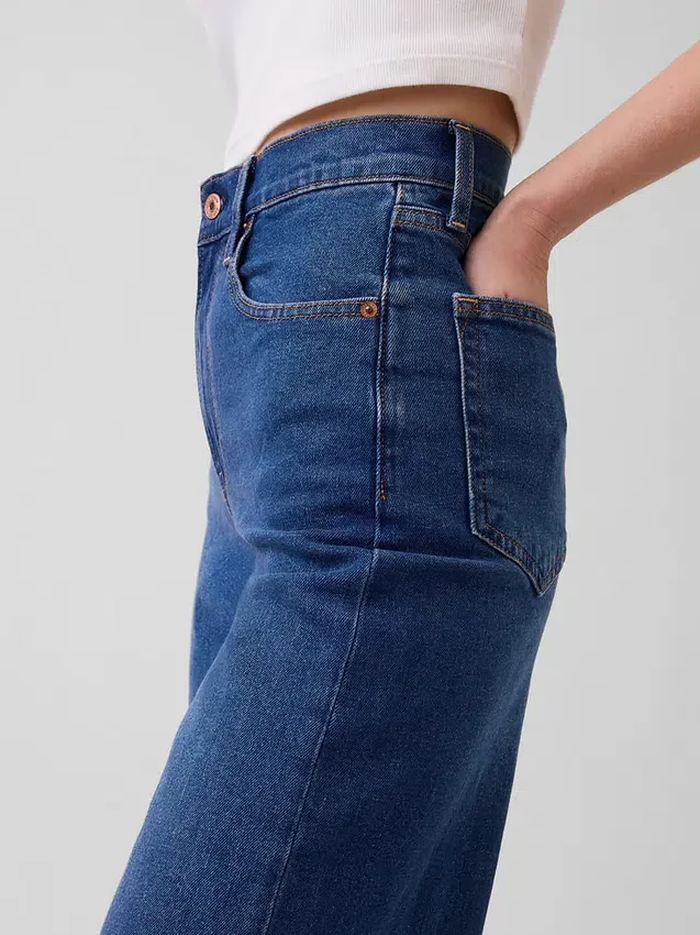 Jeans mit hoher Leibhöhe und weitem Bein