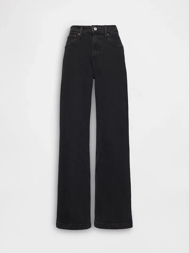 Jeans mit hoher Leibhöhe und weitem Bein