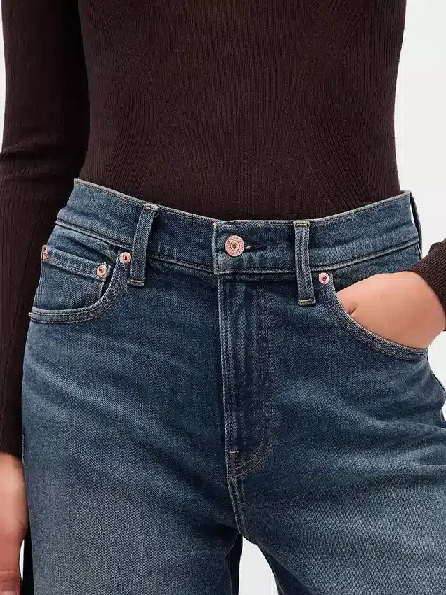 Jeans mit hoher Leibhöhe und weitem Bein
