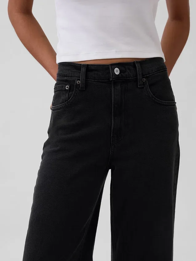Jeans mit hoher Leibhöhe und weitem Bein