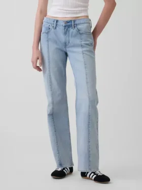 Jeans mit mittlerer Leibhöhe, Naht und lockerem, geradem Schnitt