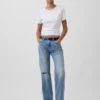 Jeans mit mittlerer Leibhöhe, steifer Passform und geradem Schnitt