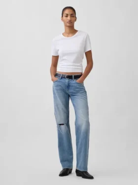 Jeans mit mittlerer Leibhöhe, steifer Passform und geradem Schnitt