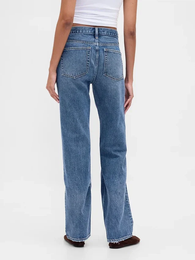 Jeans mit mittlerer Leibhöhe, steifer Passform und geradem Schnitt
