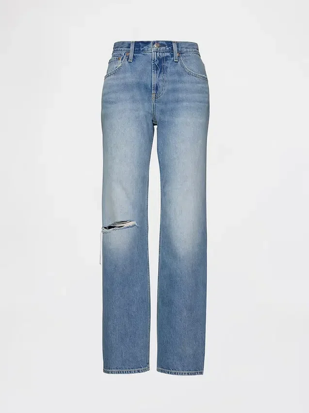 Jeans mit mittlerer Leibhöhe, steifer Passform und geradem Schnitt