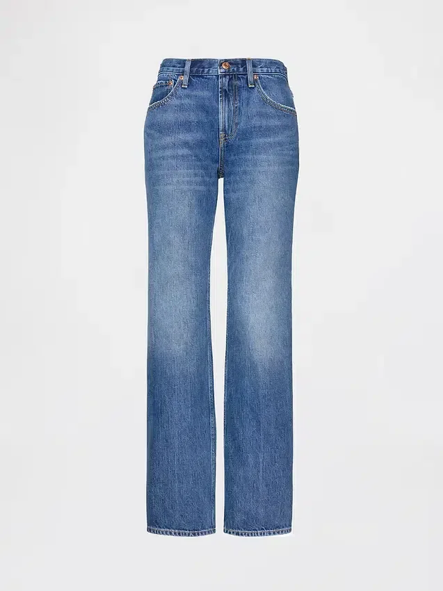 Jeans mit mittlerer Leibhöhe, steifer Passform und geradem Schnitt