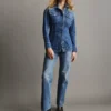 Jeans mit mittlerer Leibhöhe, steifer Passform und geradem Schnitt