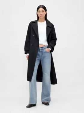 Jeans mit mittlerer Leibhöhe, steifer Passform und lockerem Flare-Schnitt