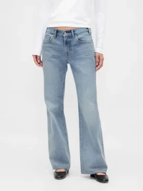 Jeans mit mittlerer Leibhöhe, steifer Passform und lockerem Flare-Schnitt
