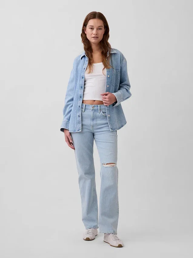 Jeans mit mittlerer Leibhöhe und geradem, lockerem Schnitt