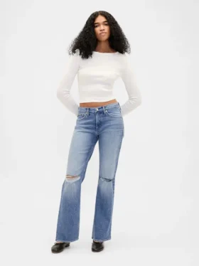 Jeans mit mittlerer Leibhöhe und geradem, lockerem Schnitt