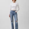 Jeans mit mittlerer Leibhöhe und geradem, lockerem Schnitt