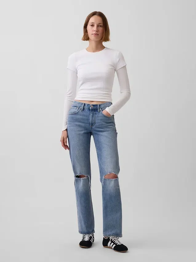 Jeans mit mittlerer Leibhöhe und geradem, lockerem Schnitt
