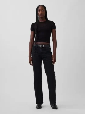 Jeans mit mittlerer Leibhöhe und geradem, lockerem Schnitt
