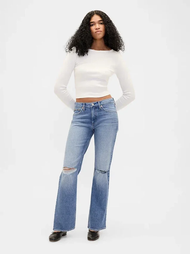 Jeans mit mittlerer Leibhöhe und geradem, lockerem Schnitt
