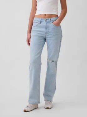 Jeans mit mittlerer Leibhöhe und geradem, lockerem Schnitt