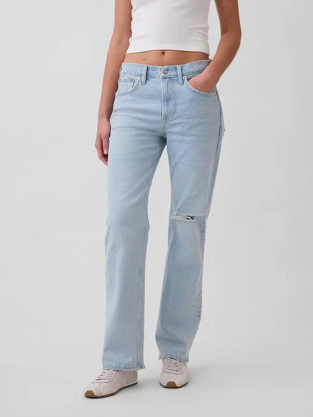 Jeans mit mittlerer Leibhöhe und geradem, lockerem Schnitt