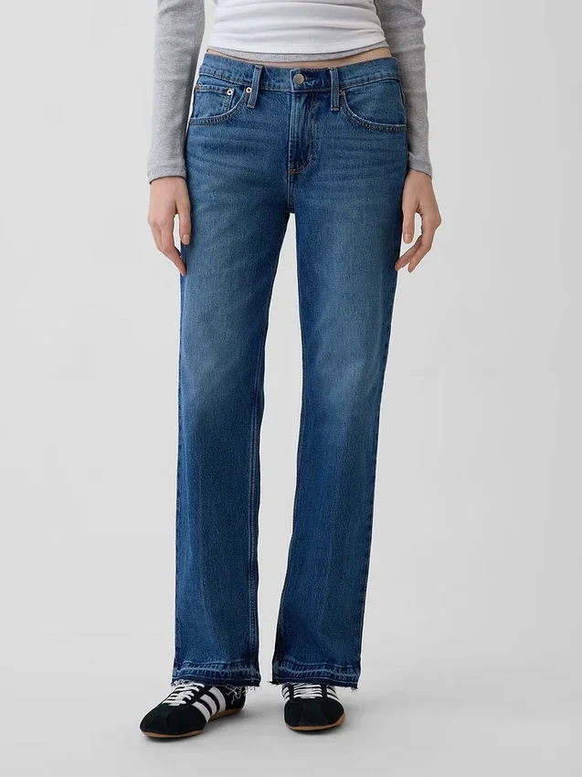 Jeans mit mittlerer Leibhöhe und geradem, lockerem Schnitt