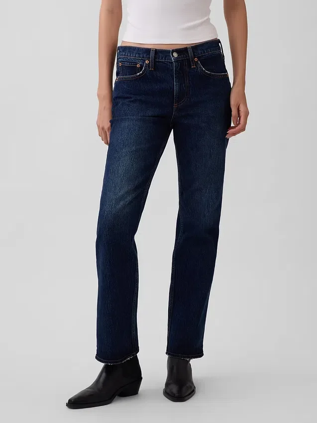 Jeans mit mittlerer Leibhöhe und geradem, lockerem Schnitt