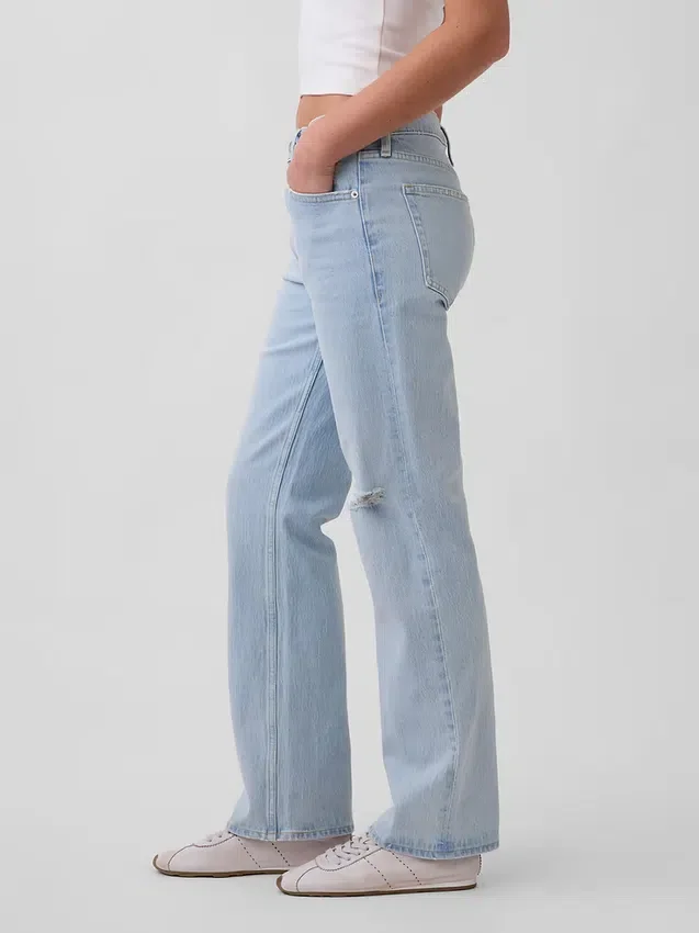 Jeans mit mittlerer Leibhöhe und geradem, lockerem Schnitt