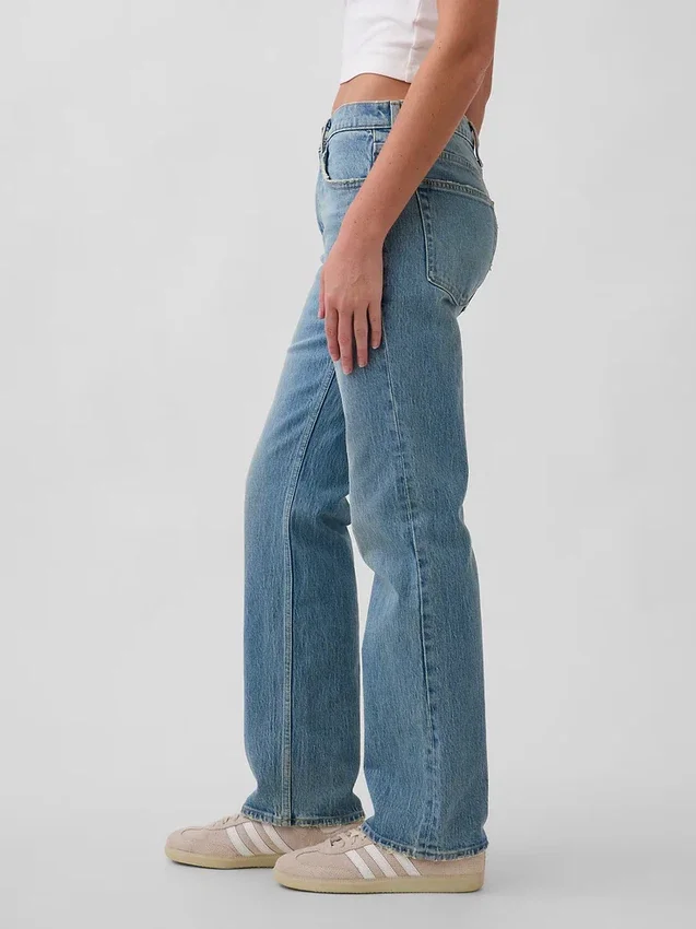 Jeans mit mittlerer Leibhöhe und geradem, lockerem Schnitt