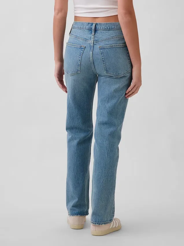 Jeans mit mittlerer Leibhöhe und geradem, lockerem Schnitt